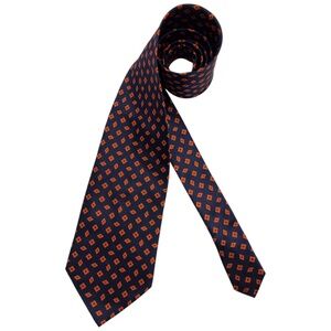CLAUDIO CAMPIONE Navy/Orange Geometric Silk LUXURY Tie ITALY
